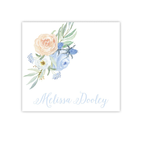 Blue and Peach Watercolor Floral Enclosure Card