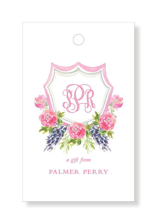 Pink Peony Crest Gift Tags