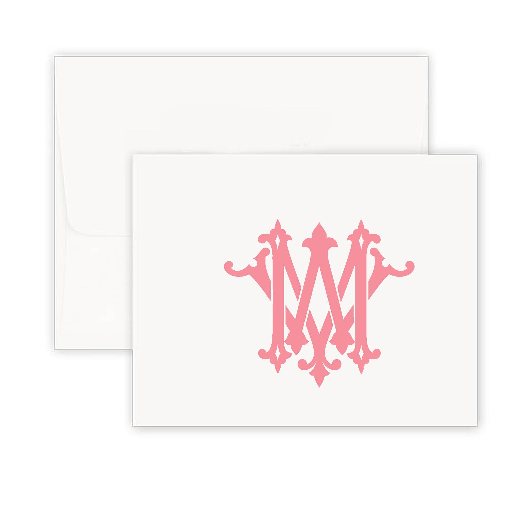 Interlocking Monogram Coral Fold Over Note Card