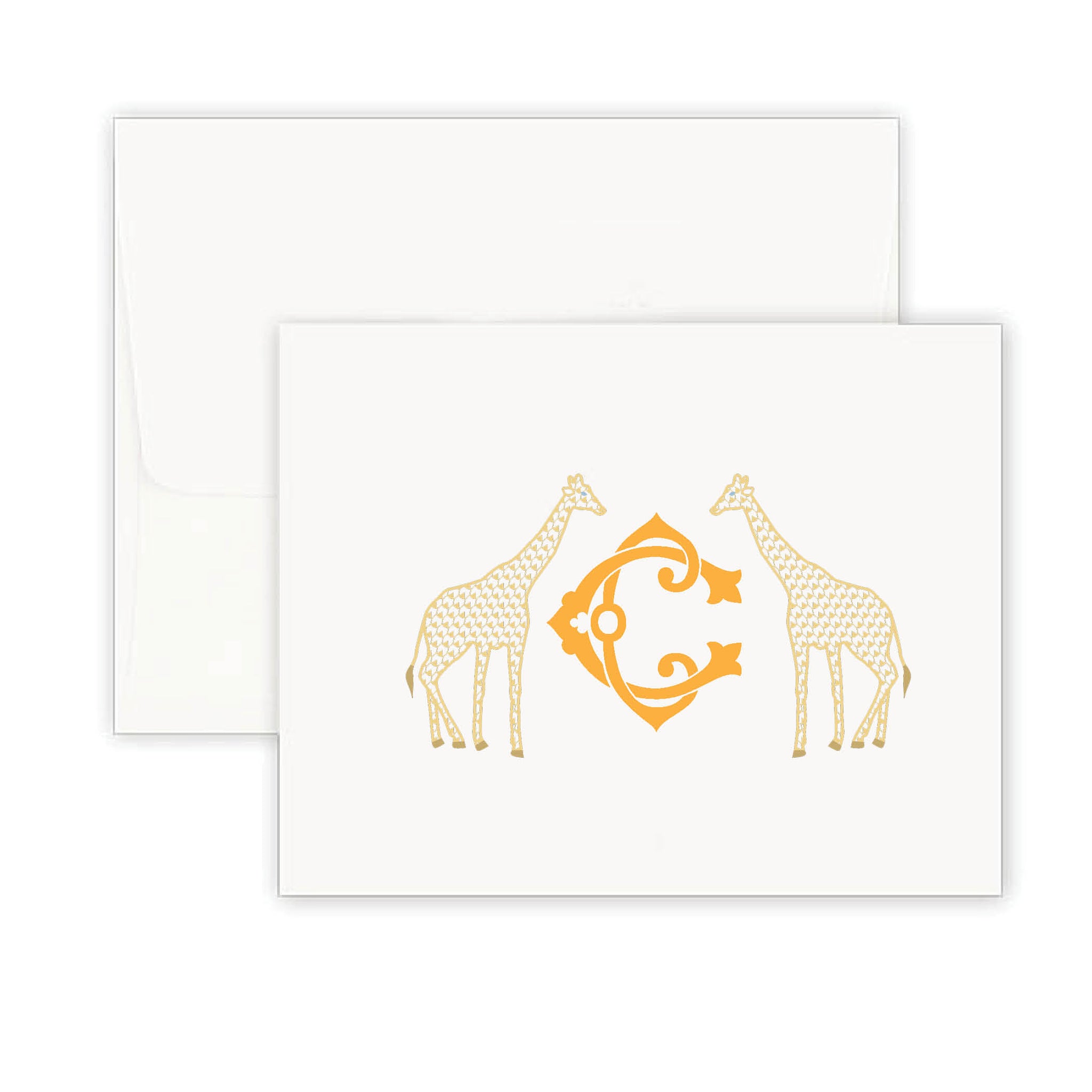 Personalized Herend Giraffe Fold Over Note Card