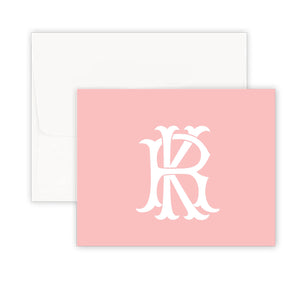 Interlocking Monogram Pink Fold Over Note Card