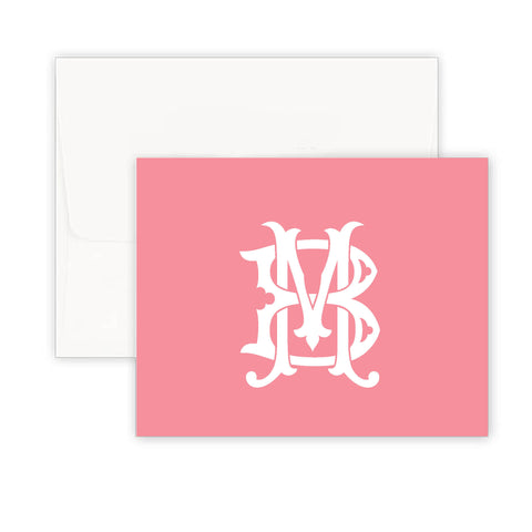 Interlocking Monogram Coral Folded Note Cards
