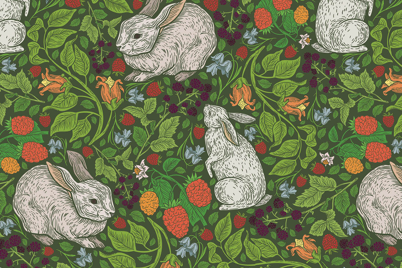Green Bunny in the Garden Placemats