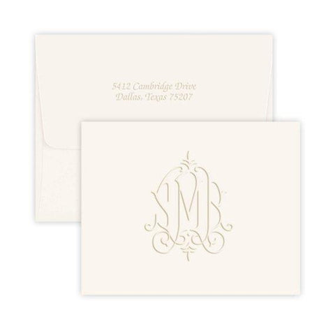 Embossed Modern Monogram Stationery