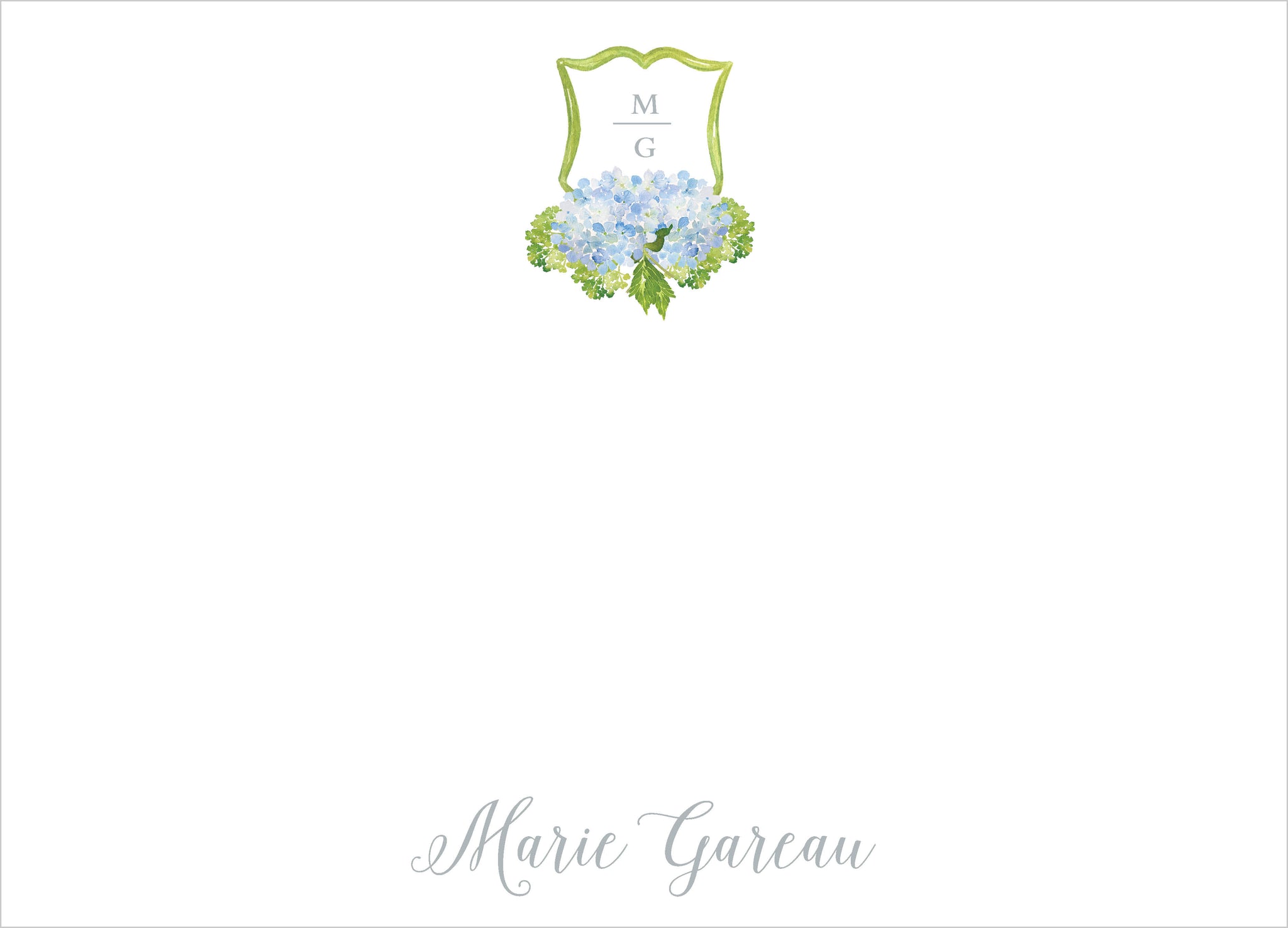 Hydrangea Crest Monogram Note Cards