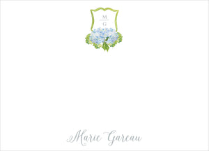 Hydrangea Crest Monogram Note Cards