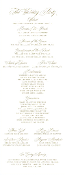 The Mary Elizabeth Wedding Program