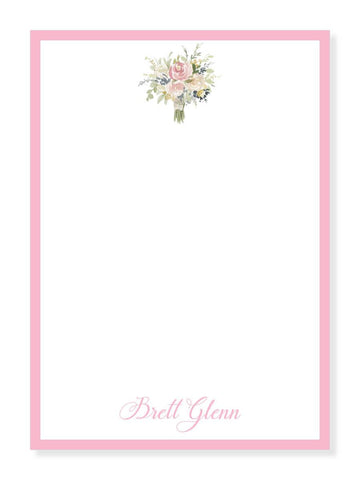 Bouquet and Pink Notepad