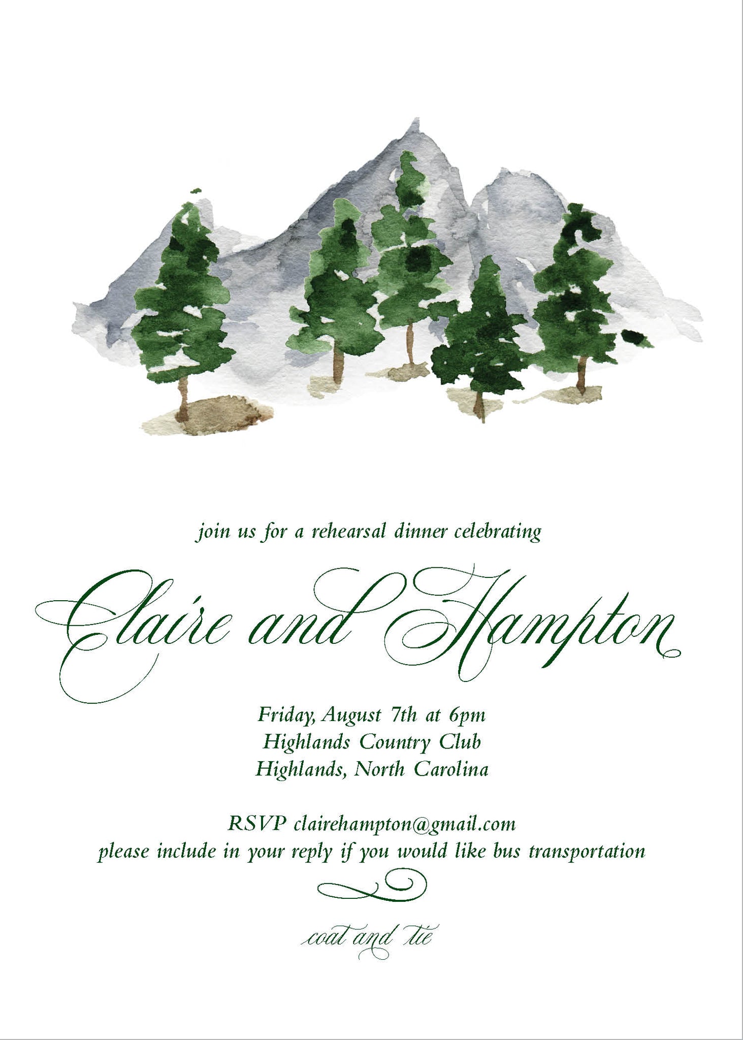 Watercolor Mountains Invitation