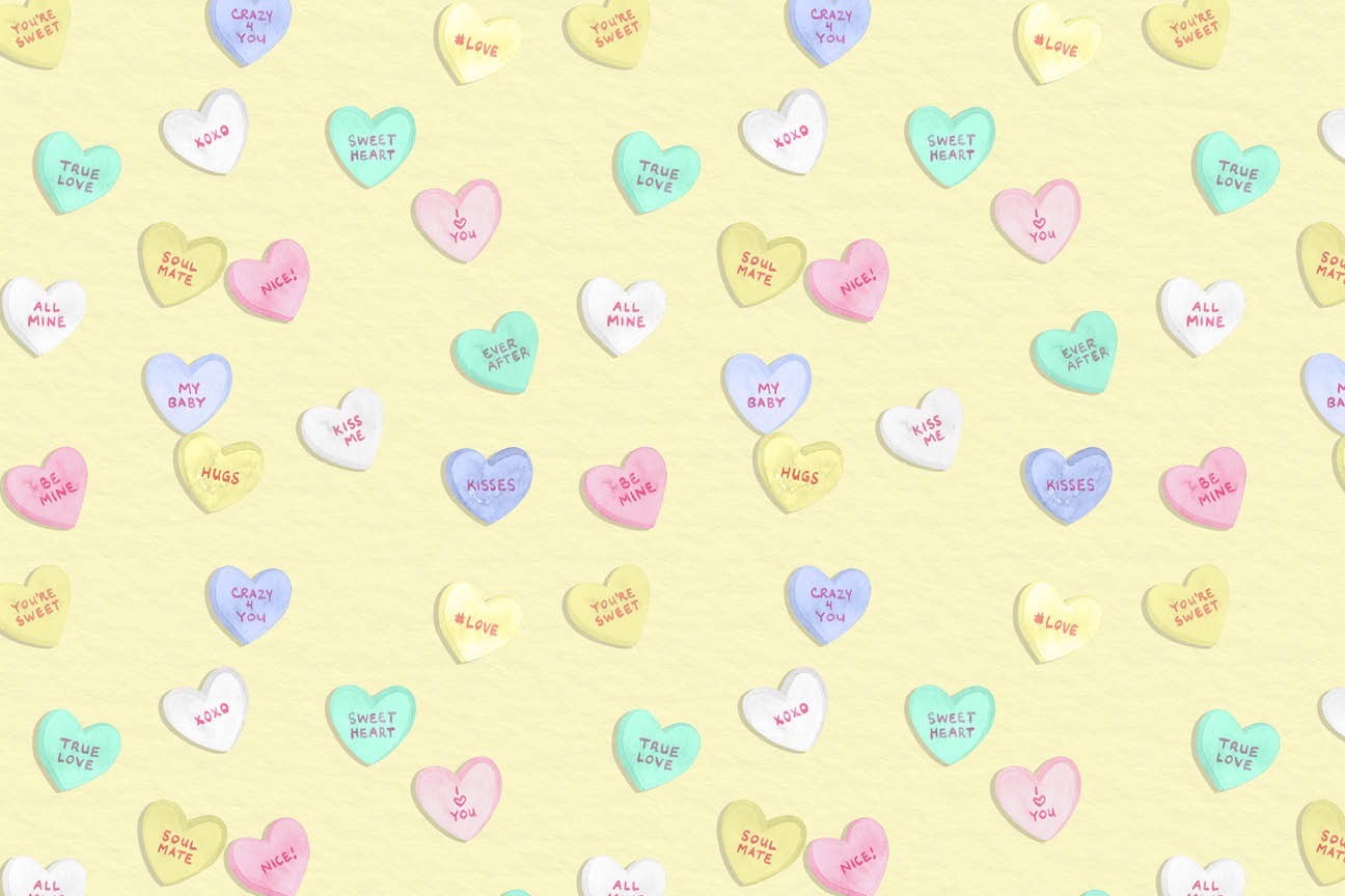 Conversation Hearts Placemat in Yellow
