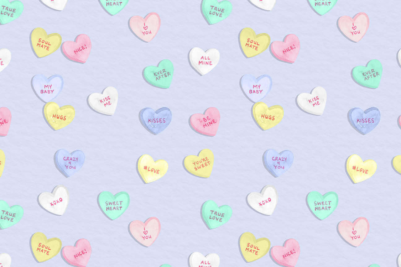 Conversation Hearts Placemat in Lilac