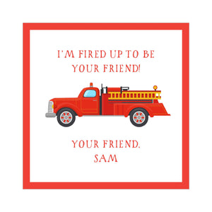 Firetruck Valentine's Tags