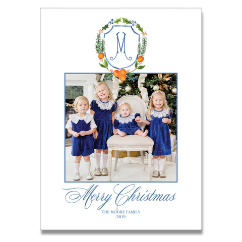 Citrus Crest Vertical Holiday Card