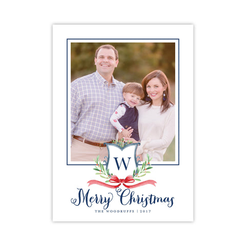 Berry and Sprig Watercolor Crest Holiday Card
