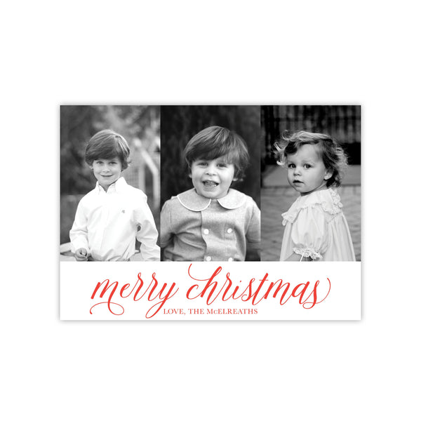 Classic 3 Picture Merry Christmas Holiday Card
