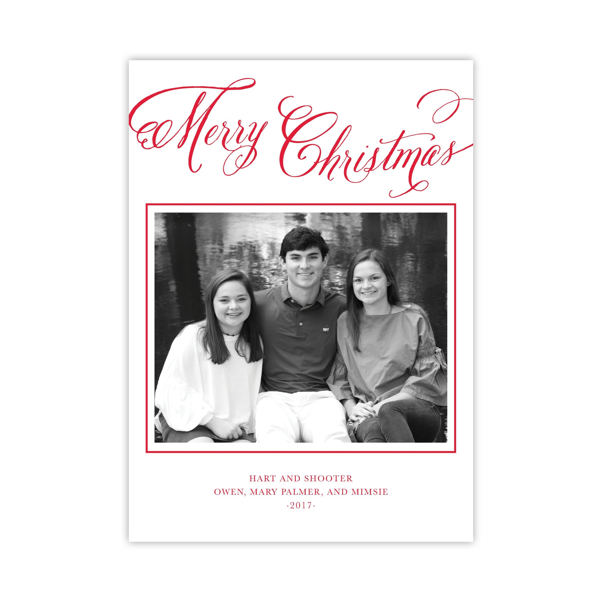 Red Calligraphy Classic Merry Christmas Holiday Card
