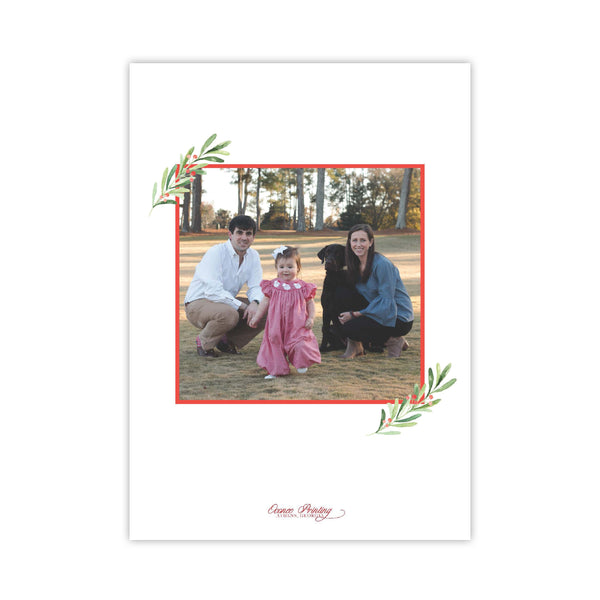 Merry Christmas Sprig and Berry Holiday Card