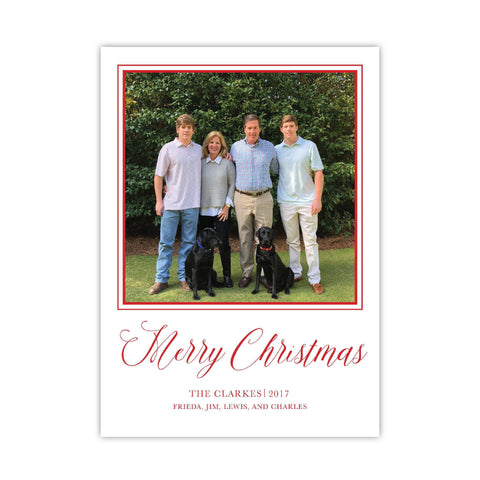 Merry Calligraphy Bordered Holiday Card